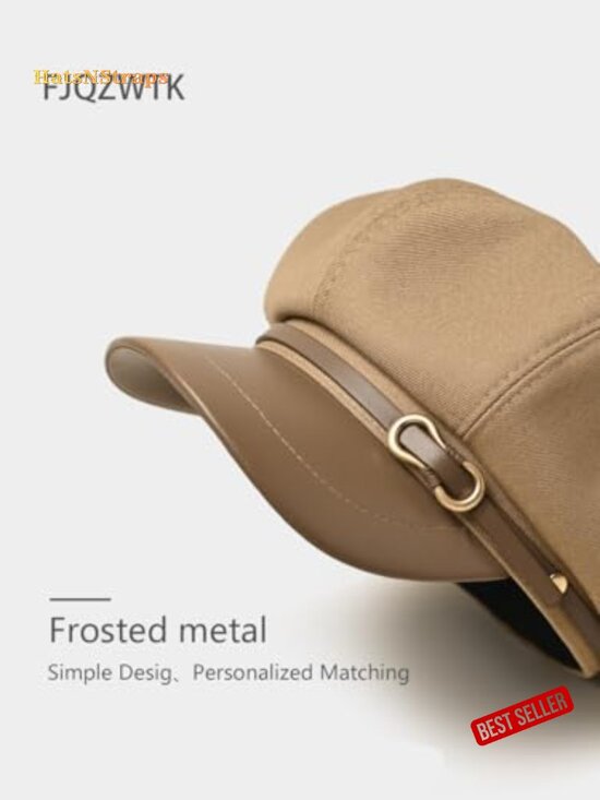 Vintage Newsboy Cap PU Leather Adjustable Painter Beret Hat main image 6